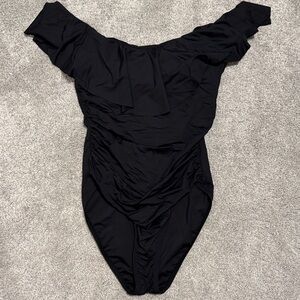 Off-Shoulder Black Swimsuit